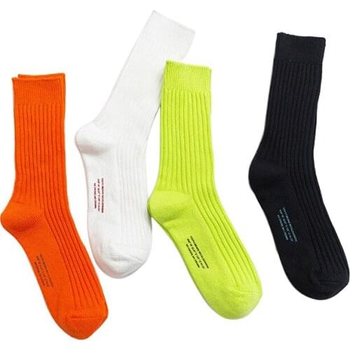 2 Pairs/lot=4 Pieces Unisex Thicken Personalized Women Socks Cotton Pairs Socks Thick Solid Color Outdoor Socks