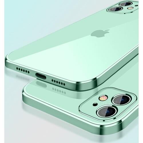 New Square Plating Soft Case For iPhone 11 12 Pro XR X XS Max Clear Cover For iPhone 6 6s 7 8 Plus Luxury TPU Silicone Cover