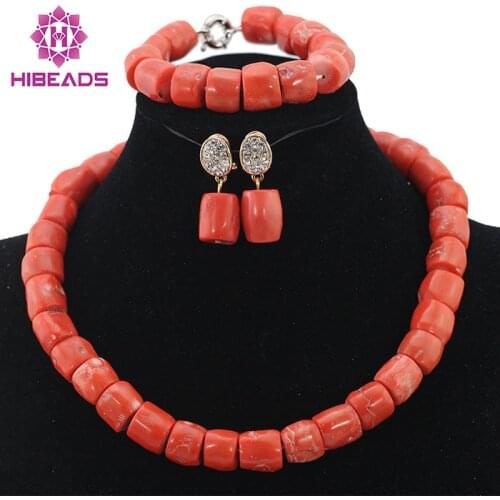 Wonderfu Birthday Gift Natural Coral Beads Necklace Set African Coral Necklace Jewelry Set Cheap Beads Free Shipping ABL534