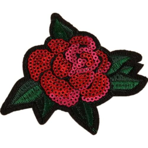 Flower Patch Rose Diy Clothes Stickers Biker Red Sequins Badge Iron On Patches For Clothing Strange things Christmas gift