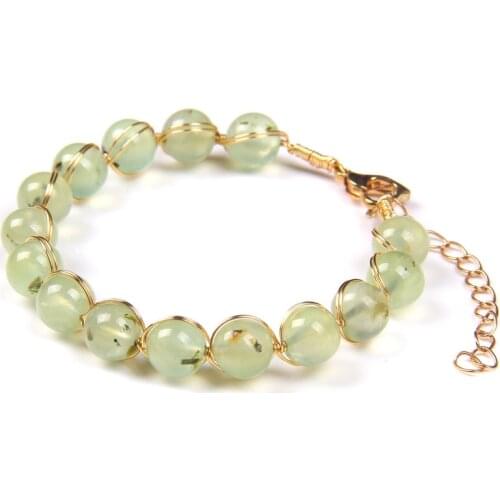 Prehnites Beads Bracelets For Women Men Copper Wire Winding Natural Stone Metal Chain Friendship Couples Exquisite Jewelry Gift
