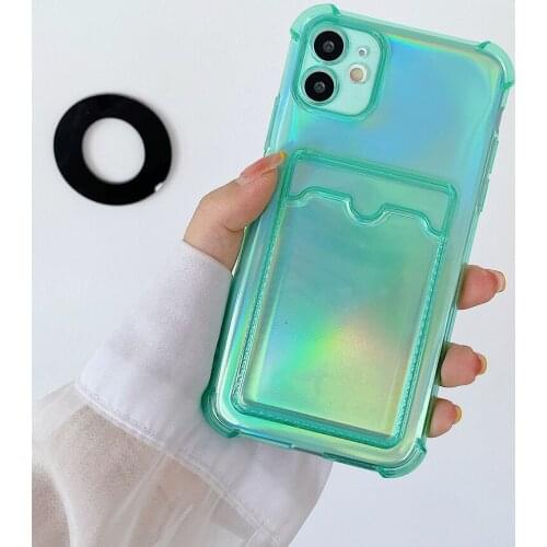 Laser Transparent Card Bags Phone Case for IPhone 12Pro 11 12 Pro Max Silicone Cover for IPhone XR X XS Max 8 7 Plus Coque Funda