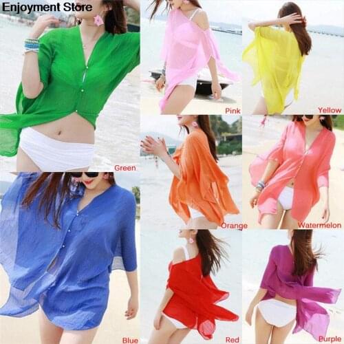 Sexy Women Summer Beachwear Bikini Beach dress Cover Up Bikinis Lady Shirt Swimsuit