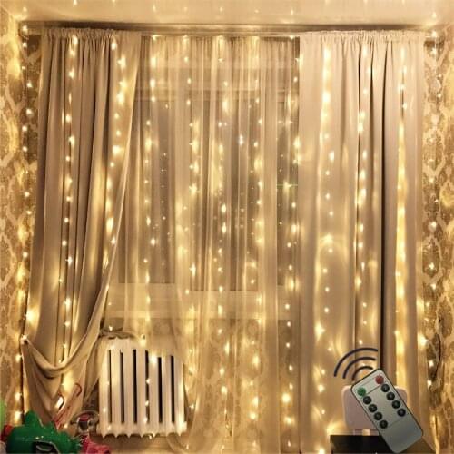 3*2.5M 240LED Curtain String Lights Remote Control Fairy Garland For New Year Christmas Wedding Home Outdoor Window Decoration