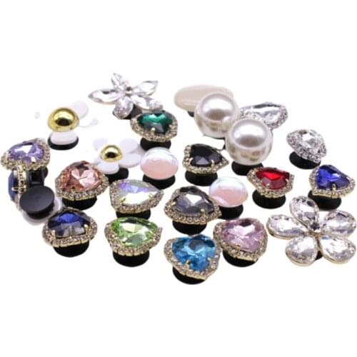 1pcs Shoe Croc Charms Metal Pearl Flower Button Shoes Decorations Accessories For Wristbands Kids Girl Women Party Shoe Button