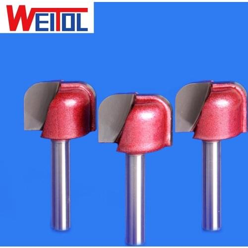 WeiTol 4 pcs free shipping 6mm shank CNC wood machine Solid Carbide tools Double arc round bottom bit for MDF PVC acrylic