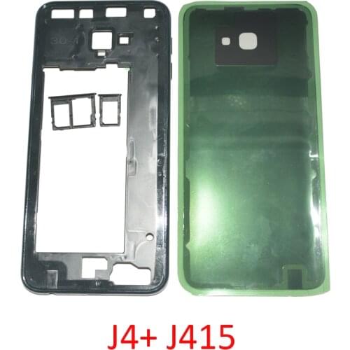 Chassis Back Cover For Samsung J4+ J415F J415FN J415G J415 Original Housing Bezel Middle Frame With Rear Battery Door + Glue