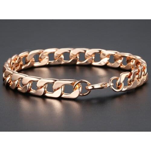 Womens Mens Bracelets Lobster Clasp 10mm 585 Rose Gold Curb Link Figaro Chain Bracelet for Women Men 20cm Wholesale LCB40