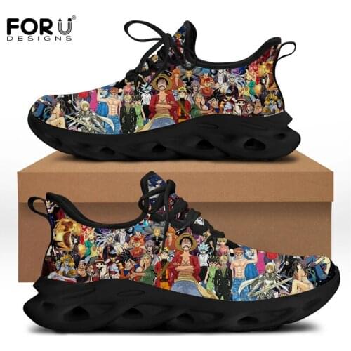 FORUDESIGNS Flats Women Casual Shoes Anime Pattern Lace-up Spring/Autumn Sneakers Comfort Walks Footwear For Girls Zapatos Mujer