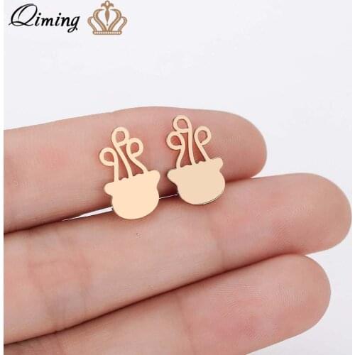 QIMING Morden Jellyfish Stud Earrings ForWomen Geometric Statement Handmade Jewelry fashion Boho Earrings Girls Baby Gift