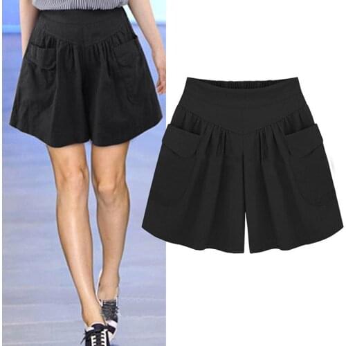 Women Short Pants Plus Size Solid Loose Hot Pants Summer Casual Shorts Ladies New Short Femme