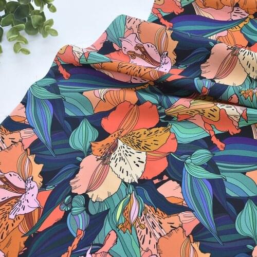 1meter Gorgeous big flowers cotton printing fabric for Childrens skirt dress DIY Summer clothes bag handwork fabric art XMT