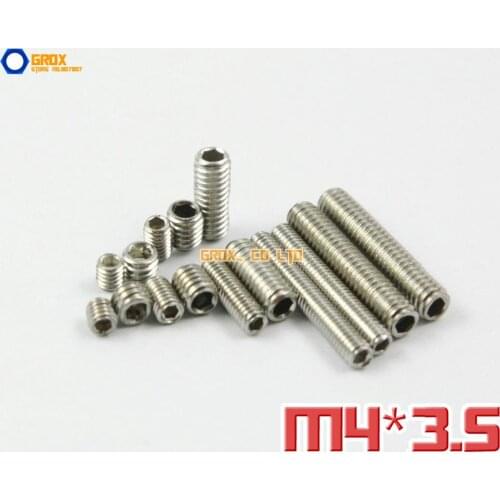 200 Pieces M4 x 3.5mm 304 Stainless Steel Grub Screws Cup Point Hex Socket Set Screw