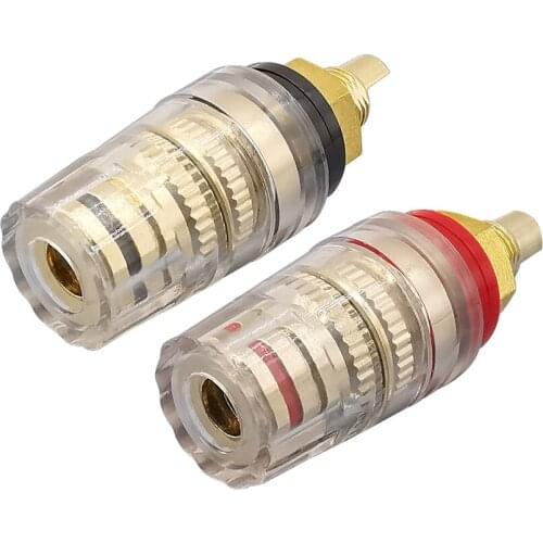 4mm Brass Banana Plug Post Audio Speaker Terminal Connector for Speaker Amplifier Transparent Plastic Cover Red & Black