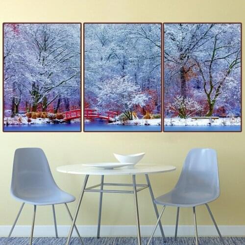 3D DIY Diamond painting,living room/bedroom decoration,diamond mosaic picture,Snow scene,bridge,Unfinished Diamond Embroidery