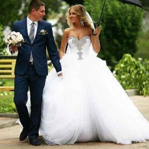 Ball Gown Wedding Dresses 2016 vestido de noiva White Tulle Sweetheart Princess Dress Weddings crystal louisvuigon