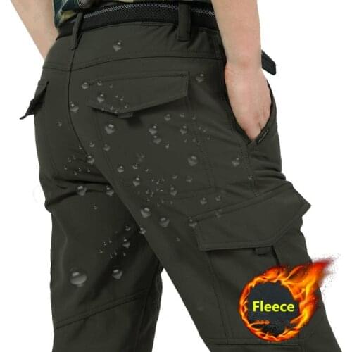 Fleece Tactical Pants Mens Winter Cargo Pants Military SoftShell Work Long Trousers Shark Skin Waterproof Thick Warm Pants 4XL