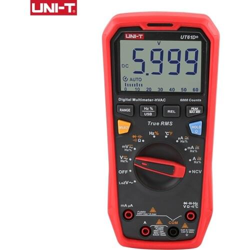 UNI-T UT61D+ Digital Multimeter Professional Tester Unit True RMS Auto Range DC AC 1000V Peak Hold Capacitance Test 60mF Meter