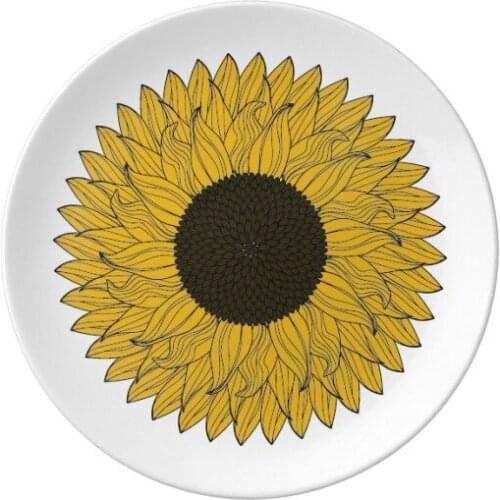 Flower Yellow Sunflower Plant Dessert Plate Decorative Porcelain 8 inch Dinner Home