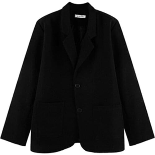 Spring Autumn New Arrivals Women Clothes Vintage Loose Female Blazers Casual Jackets Oversize Streetwear Trendy Lady Coats Black