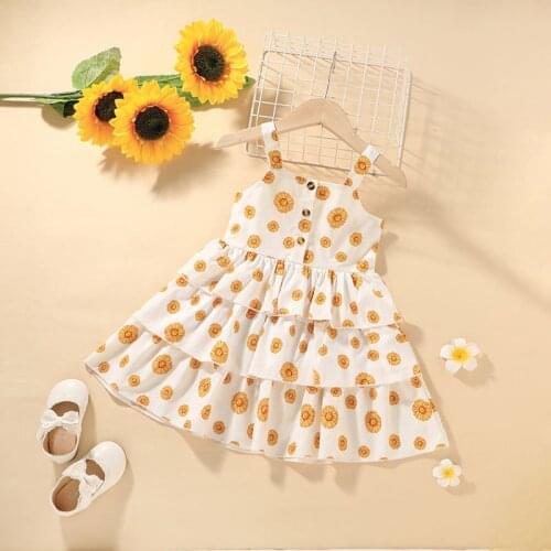 Flowers Ins Popular Dress For Baby Girls Sleeveless Beautiful Layerd Lap Toddler Outfit Cotton Quality Childrens Clothes