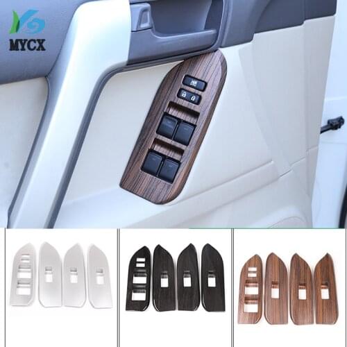 4pcs For Toyota Land Cruiser Prado FJ150 150 2010-2018 Door Window Switch Cover Interior Armrest Panel Trims Car Accessory LHD