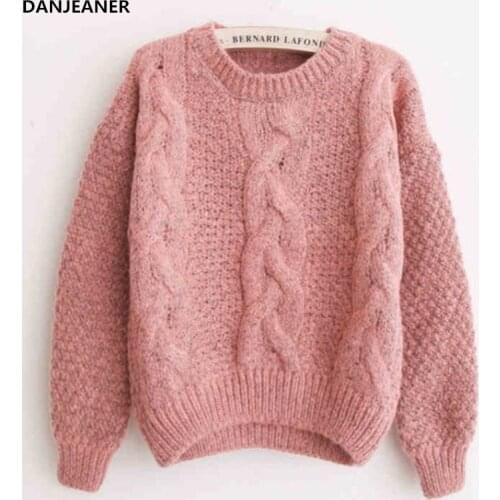 Danjeaner Retro Women Sweaters Warm Pullover and Jumper O neck Mohair Pullover Twist Pull Jumpers Autumn Winter Knitted Sweaters