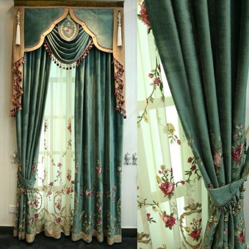 European Minimalist Modern Luxury Embroidery Shading Curtains for Living Dining Room Bedroom