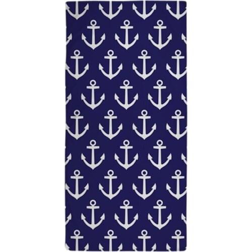 Hot Nautical Navy Blue Anchor Design Beach Swimming Kitchen Towel Modern Lightweight Sport Towels Seaside Summer Holiday Gifts