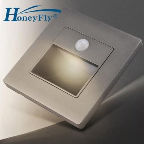 HoneyFly 2pcs LED IR Sensor Stair Light 110-265V PIR Sensor LED Footlight Motion Sensor Step Foot Lamp LED