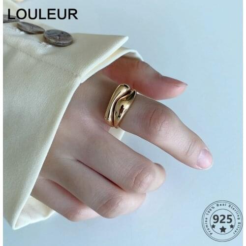 LouLeur 925 Sterling Silver Irregular Rings Minimalist Gold Couple Rings for Women Fashion Luxury Fine Jewelry Birthday Gifts