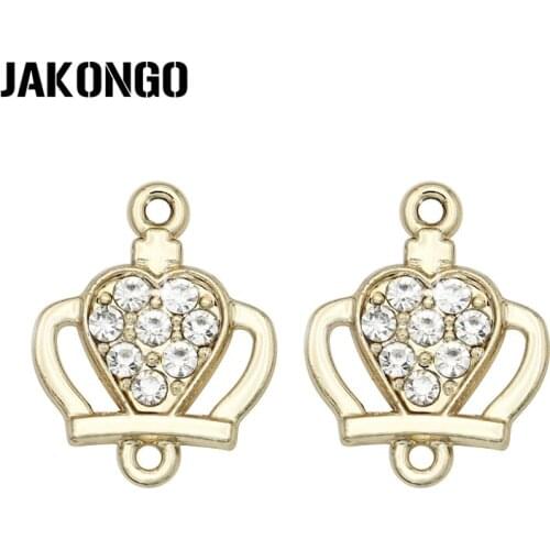 JAKONGO Gold Color Crystal Crown Connector for Jewelry Making Bracelet Accessories DIY Craft Findings DIY 20x16mm 5pcs/lot