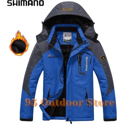 Shimano New Men Jackets Winter Warm Fleece Jacket Outdoor Sports Windproof Waterproof Jacket Fishing Hiking Skiing Jacket