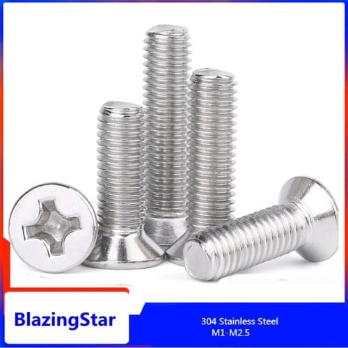 M1 M1.2 M1.6 M2 M2.5 304 Stainless Steel Phillips Countersunk Head Flat Tail Self Tapping Screw Zelftappende Schroeven