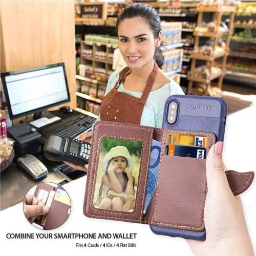 Leaf Style Magnetic Leather Case for iPhone X & 8 & 7 & 8 Plus & 7 Plus with Holder & Card Slots & Wallet & Photo Frame