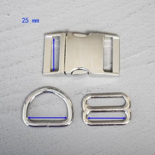 1 Set 25mm Metal Hardware D Ring Belt Straps Slider Side Release Buckle Spring Hook For Dog Leash Harness Accessories