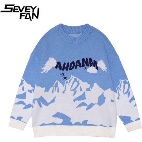 SEVEYFAN 2021 Youth Mens Sweater Pullover Long Sleeve Loose Knitwear Sweaters for Men and Women