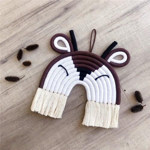 Cartoon macrame rainbow Fawn Lion Pendant Nordic INS Hand-Woven Wall Tapestry ChildrenS Room Decor Wall Hanging Ornaments