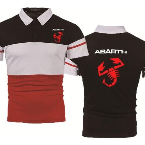 Mens Short Sleeve Abarth Car Logo Summer casual lapel Splicing Cotton Mens polo shirt Fashion Hip Hop Harajuku Clothes