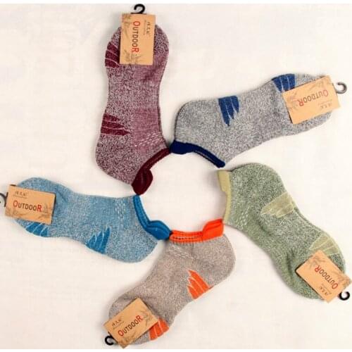 Mens 3 Pack Cotton Men Socks Perspiration Towel Thick Warm Terry Sports Running Boat Socks Outdoor Hiking Climbing