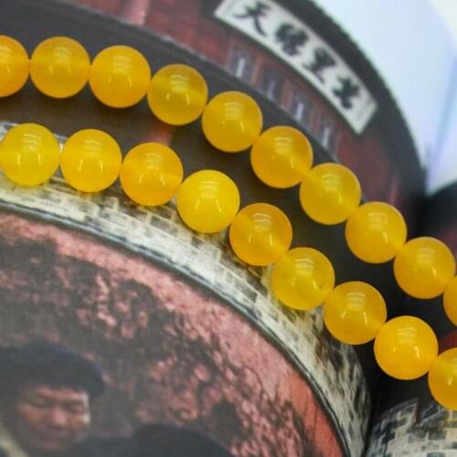 New! Yellow chalcedony round loose beads 8mm 15" DIY women jewelry making design gift wholesale and retail