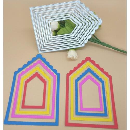 New 5-layer flag-shaped photo frame metal cutting template DIY scrapbook, card making, embossing crafts, photo album decoration