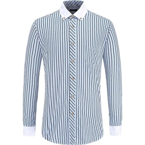 JeeToo Striped Mens Dress Shirts Long Sleeve Plus Size 3XL Business Formal Shirts Male Casual Shirts Slim Fit Camisas Masculina