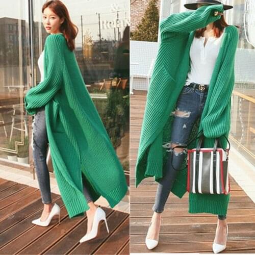 Popular New 2021 Winter Spring Womens Sweaters Korean Style Minimalist Solid Multi Colors Casual Long Cardigans s739
