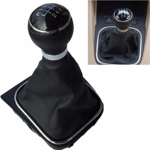 For Volkswagen VW Golf 5 V MK5 MK6 Jetta R32 2004-2014 Car-Stying 5/6 Speed Stick Gear Shift Knob With Leather Boot Collar Case