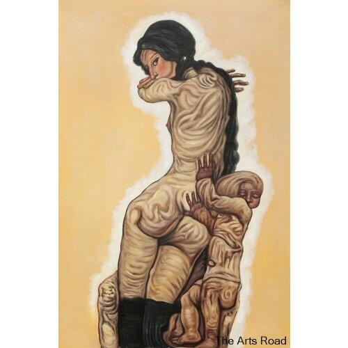 Hand Painted Oil on Canvas Mutter und Kind by Egon Schiele Oil Painting Abstract Portrait Art Pictures High Quality