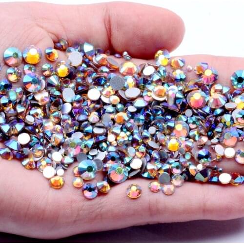 Non Hotfix Crystal Rhinestones Light Topaz AB SS3-SS30 And Mixed Sizes Glue On Shiny Glass Chatons DIY 3D Nails Art Accessories