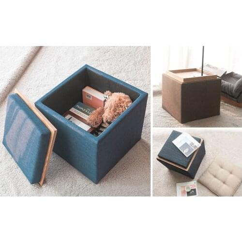 Solid Wood Storage Stool Fabric Change Shoe Stool Multifunctional Storage Stool Japanese Style Coffee Table Stool