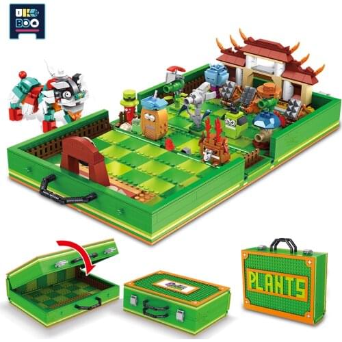 UKBOO 1206PCS Plants Military Combat Building Block Platform Box Set City Lion Dance Soldier Figures Bricks Toys for Children