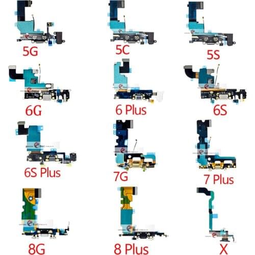 1pcs New Charger Charging Port USB Dock Connector replacement For iPhone5C 5S 6 6S 7 Plus Headphone Audio Jack Flex Cable